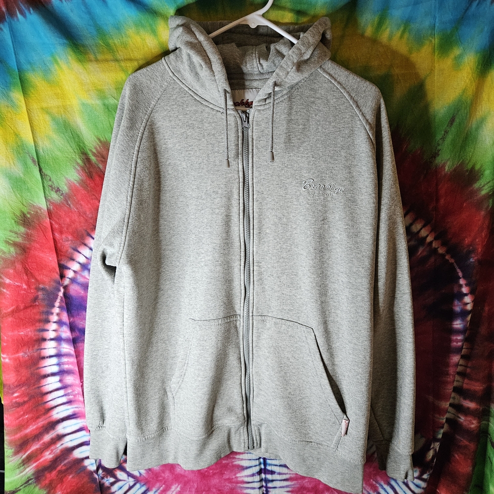 Gray Brooklyn Express Full Zip Up Hoodie Sweater